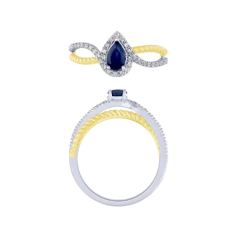 modern rings for women -14K Diamond And Sapphire Ring