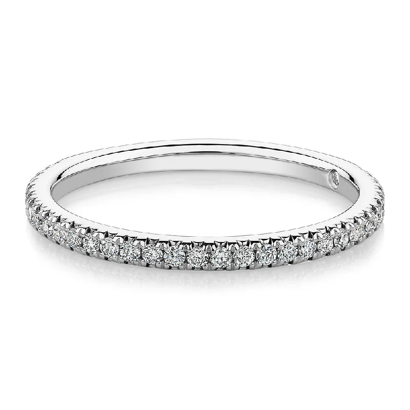 silver wedding rings for women -Signature Simulant Diamond 0.23 carat* TW round brilliant wedding or eternity band in 14 carat white gold