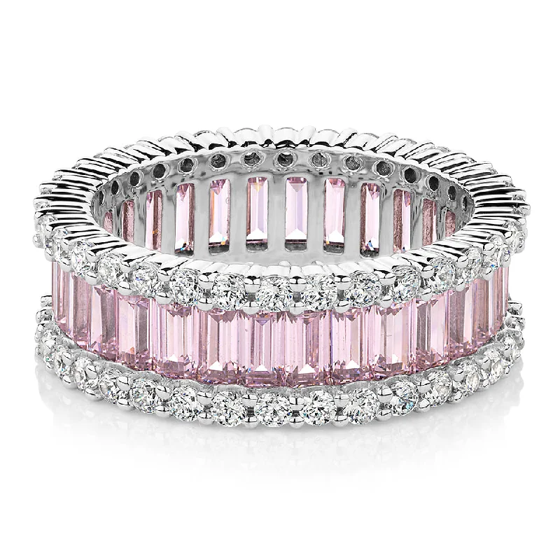 bridal ring sets -All-rounder eternity band with 5.40 carats* of diamond simulants in 10 carat white gold