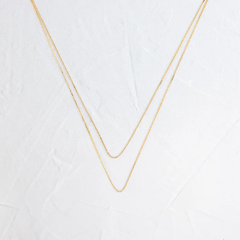 heart-shaped necklaces for women -Double Strand Liquid Gold Necklace - In Stock