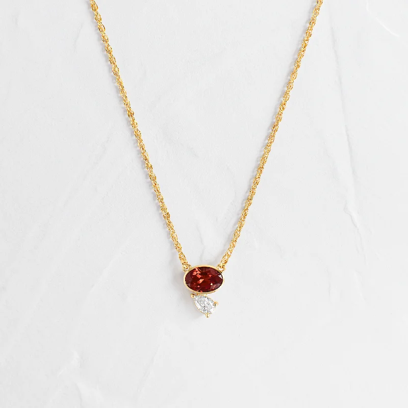 engraved necklaces for women -Littlefall Necklace in Red Garnet