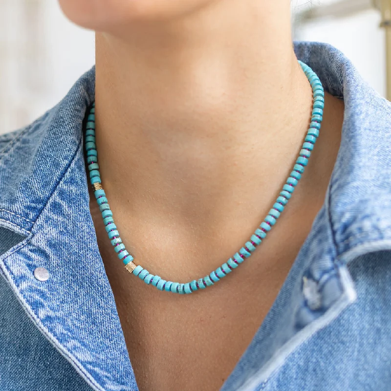 luxury diamond necklaces for women -All you Need is Love Gemstone Turquoise Necklace