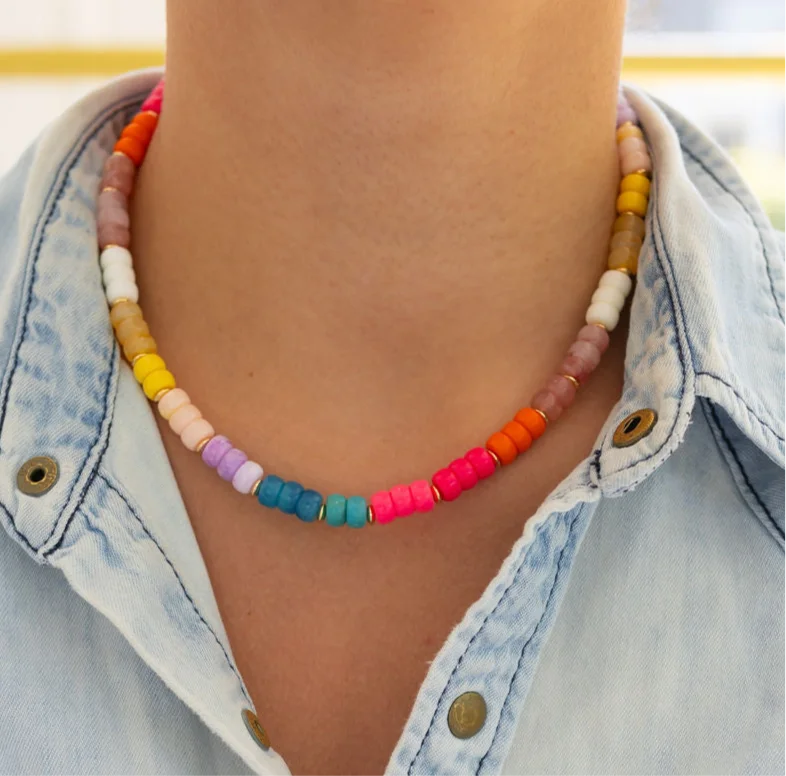 fine jewelry necklaces for women -Colorful Staple Necklace