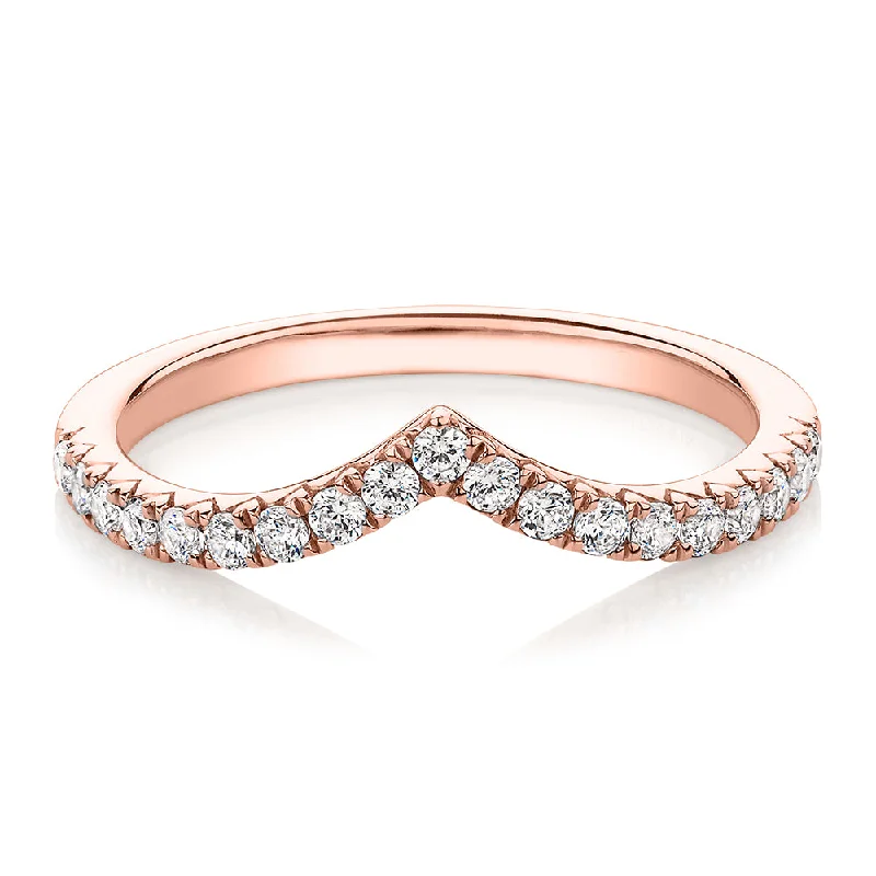 high-end engagement rings -Round Brilliant curved wedding or eternity band with 0.57 carats* of diamond simulants in 10 carat rose gold