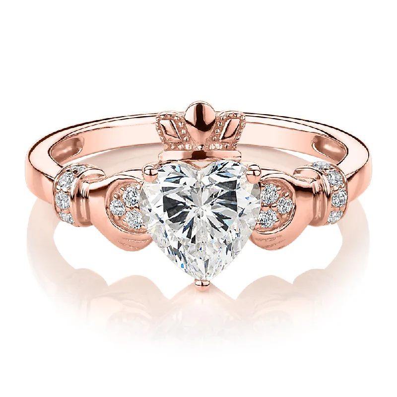 customized rings for women -Dress ring with 1.23 carats* of diamond simulants in 10 carat rose gold