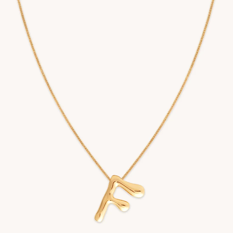 boho necklaces for women -F Initial Bold Pendant Necklace in Gold