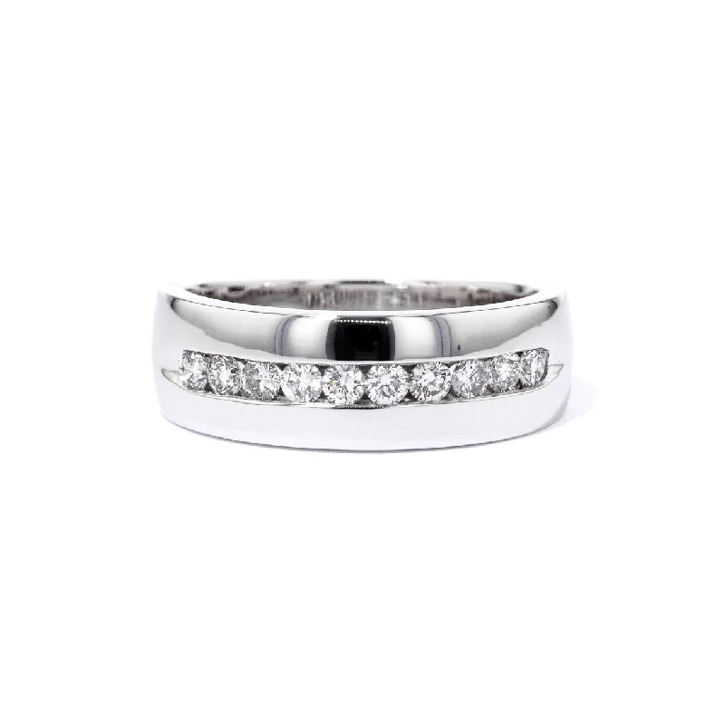 classic solitaire rings -7.5mm White Gold Channel Diamond Band