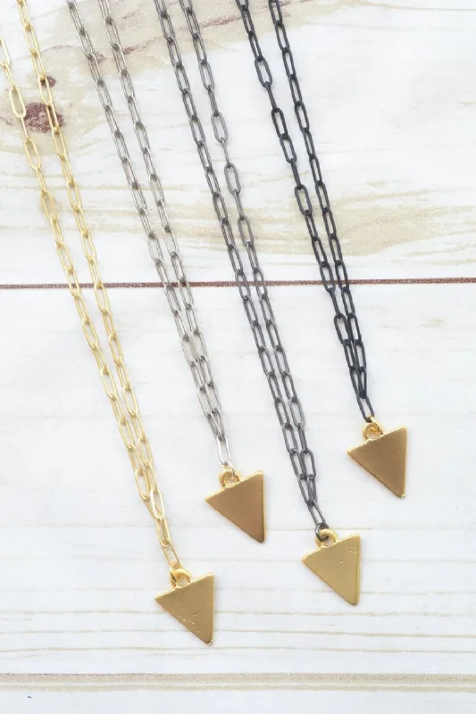 women’s choker chain necklaces -PAPERCLIP CHAIN | SILVER TRIANGLE CHARM