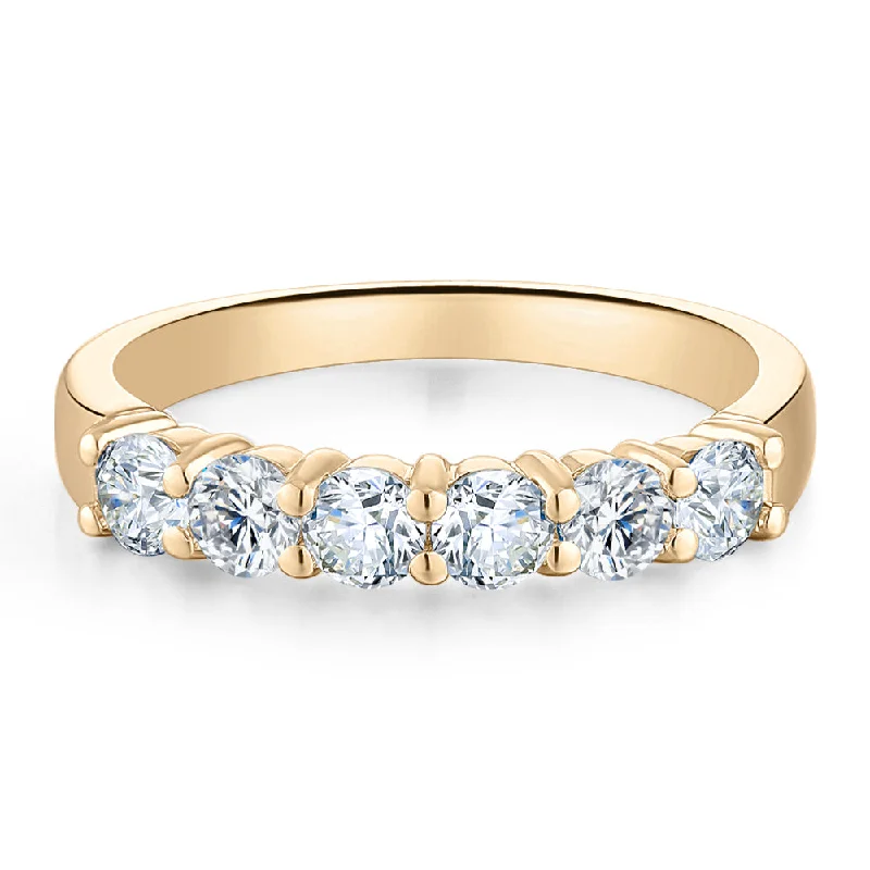 sophisticated rings for women -Wedding or eternity band with 0.84 carats* of diamond simulants in 14 carat yellow gold