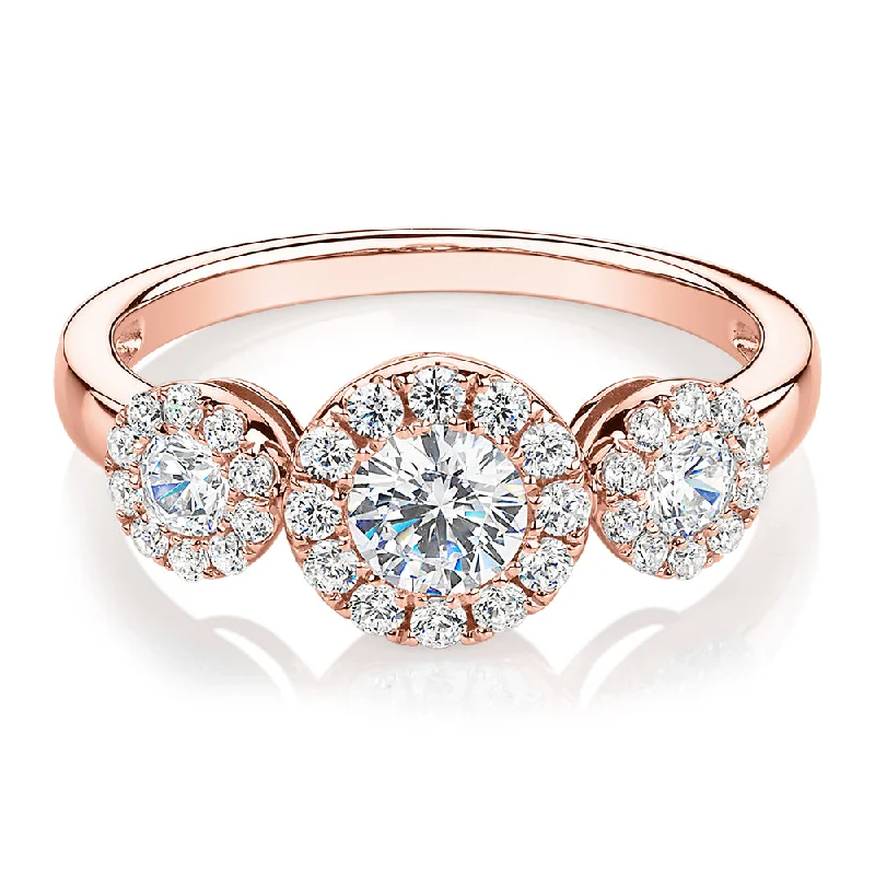 sterling silver rings for women -Celeste Dress ring with 1.02 carats* of diamond simulants in 10 carat rose gold