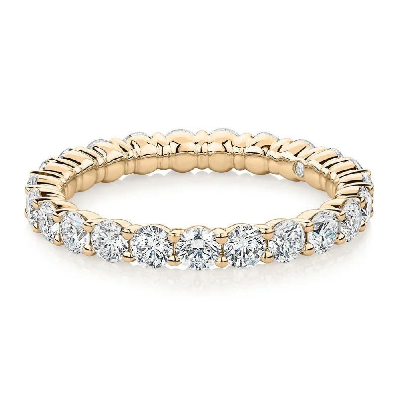 men’s and women’s matching rings -Signature Simulant Diamond 1.86 carat* TW round brilliant all-rounder wedding or eternity band in 14 carat yellow gold