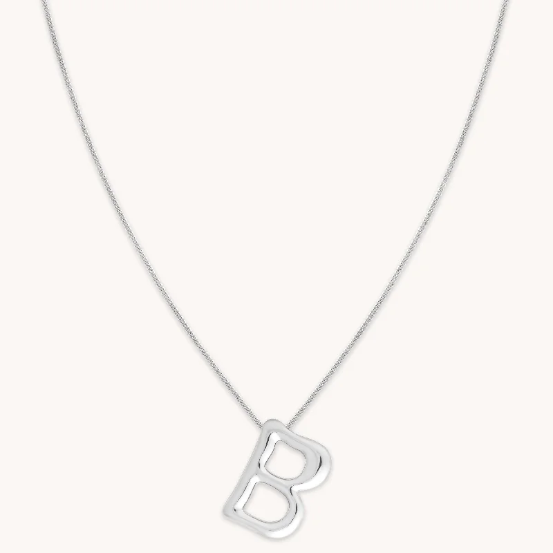 diamond pendant necklaces for women -B Initial Bold Pendant Necklace in Silver