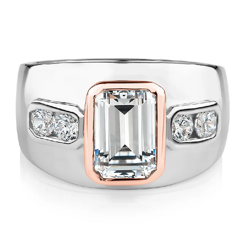 women’s rings with diamonds -Synergy dress ring with 2.61 carats* of diamond simulants in 10 carat rose gold and sterling silver