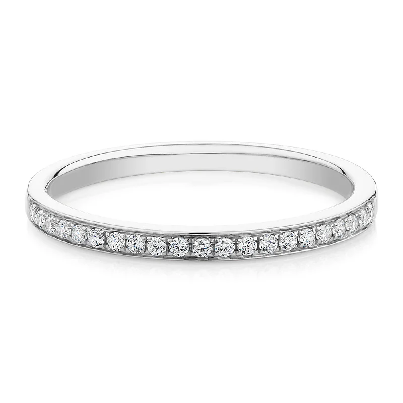 matching couple rings -Round Brilliant wedding or eternity band in 14 carat white gold