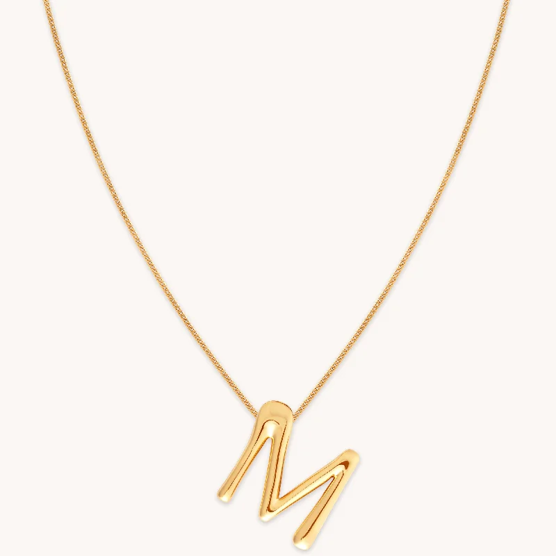 chic necklaces for women -M Initial Bold Pendant Necklace in Gold