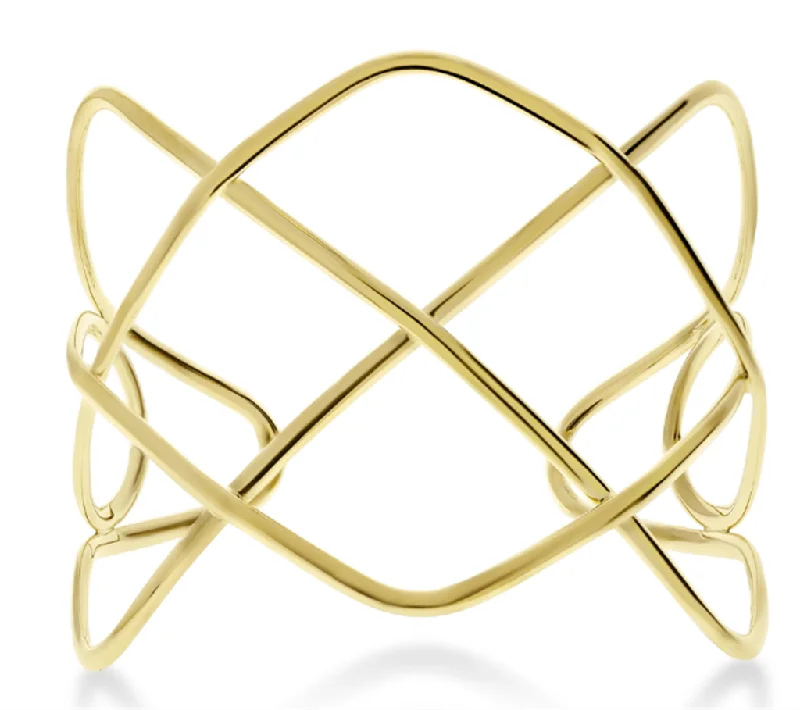 modern women’s bangles -modern women’s bangles -14K Yellow Gold Argyle Lines Cuff Bracelet