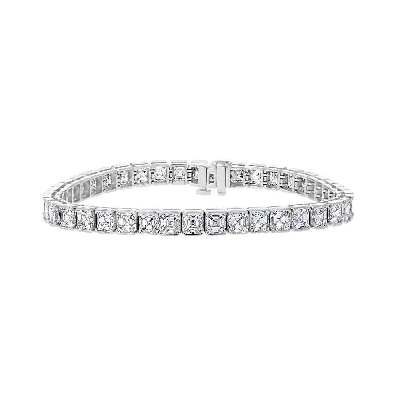 gold bangles for women -gold bangles for women -PLATINUM 13.76 CTW ASSCHER DIAMOND BAR-SET TENNIS BRACELET