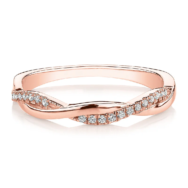 women’s ruby rings -Round Brilliant wedding or eternity band in 14 carat rose gold