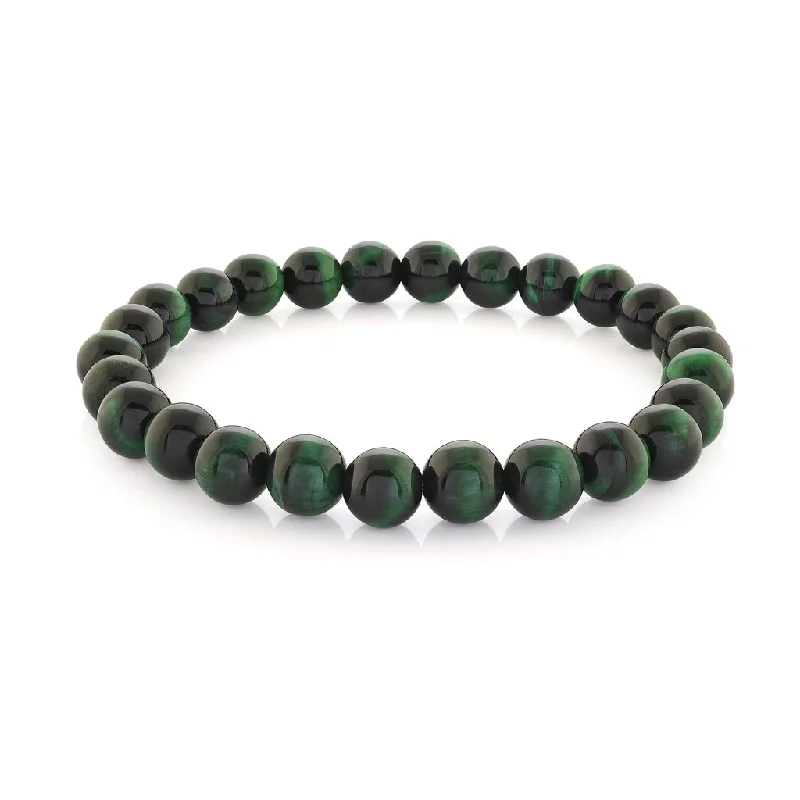 gemstone bracelets for women -gemstone bracelets for women -Green Tiger's Eye Bead Men's Stretch Bracelet