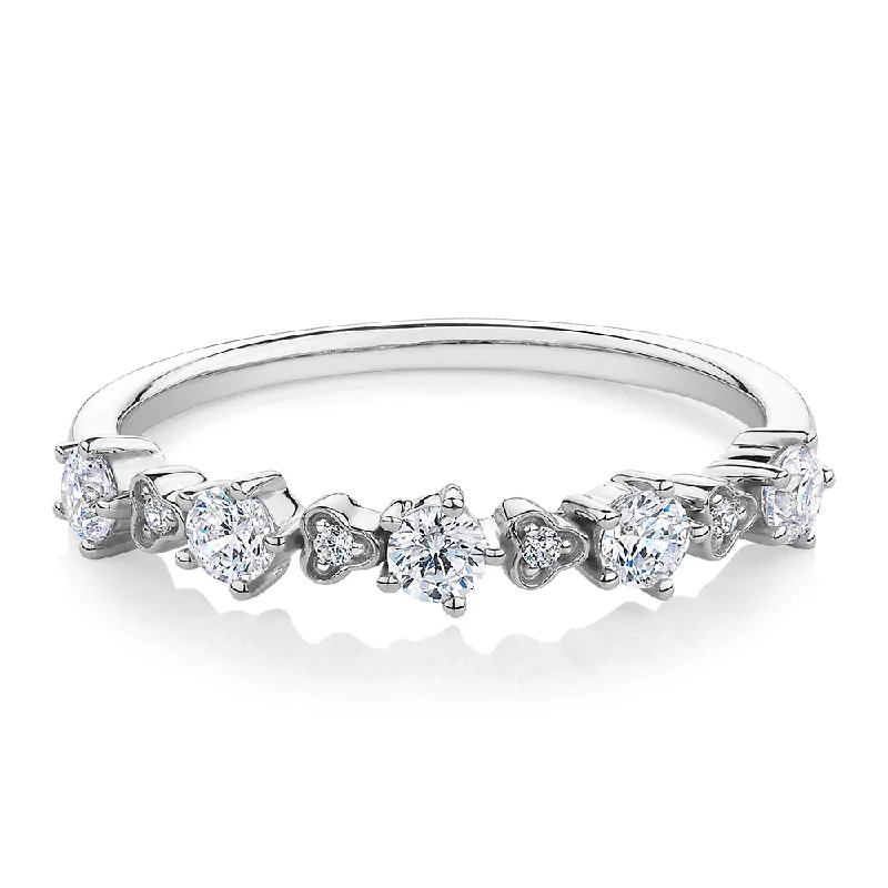 bridesmaid rings for women -Wedding or eternity band with 0.32 carats* of diamond simulants in 10 carat white gold