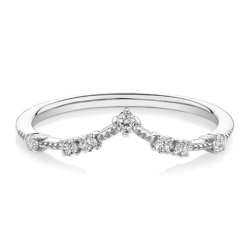 classic solitaire rings -Wedding or eternity band with diamond simulants in 14 carat white gold