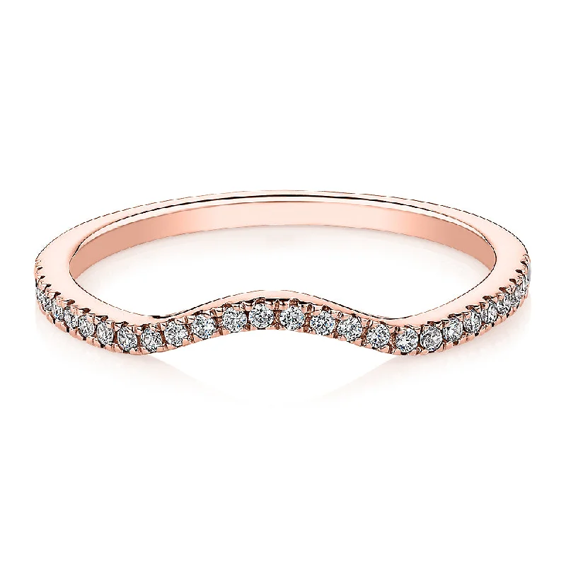 rose gold wedding rings -Curved wedding or eternity band in 14 carat rose gold