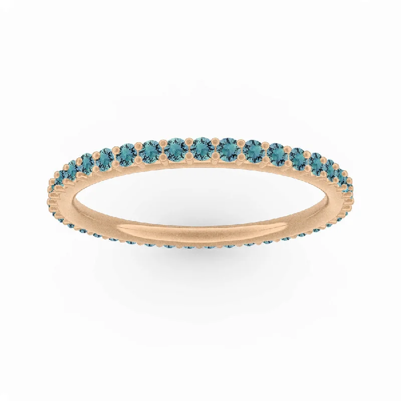 unique rings for women -Paola Eternity Band, 1/2 Ct, Teal Sapphire