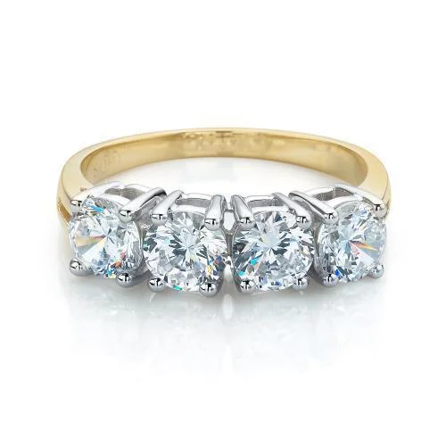 gold engagement rings for women -Dress ring with 1.84 carats* of diamond simulants in 10 carat yellow and white gold