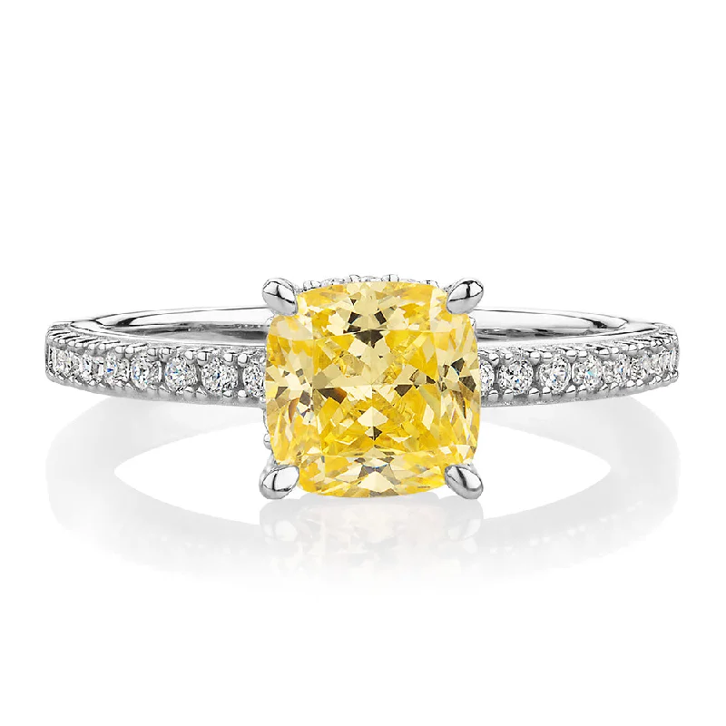 gold promise rings for women -Dress ring with 1.52 carats* of diamond simulants in sterling silver