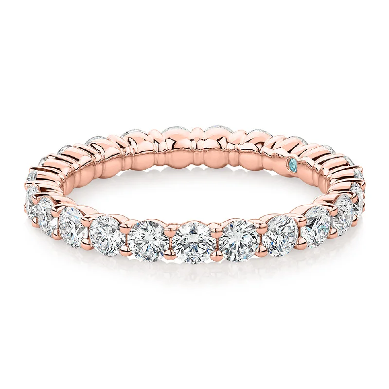 cocktail rings for women -Premium Lab-Grown Diamond, 1.86 carat TW round brilliant all-rounder wedding or eternity band in 14 carat rose gold