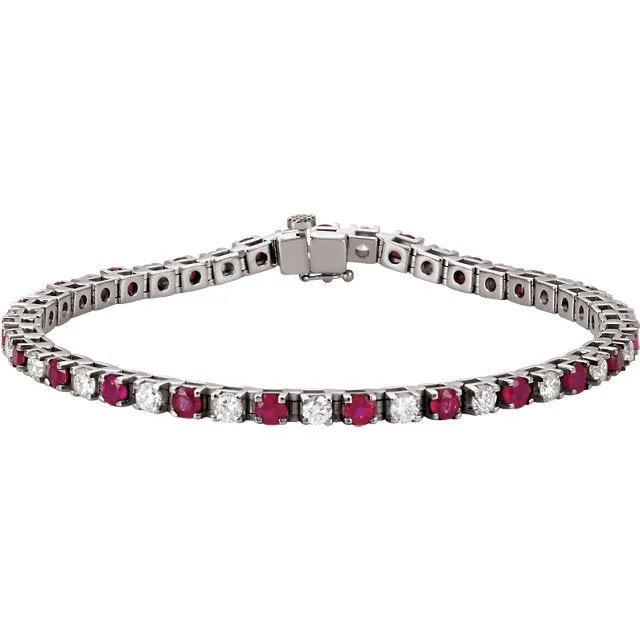 gemstone bracelets for women -gemstone bracelets for women -14KT GOLD 3.68 CTW RUBY & 2.30 CTW DIAMOND TENNIS BRACELET