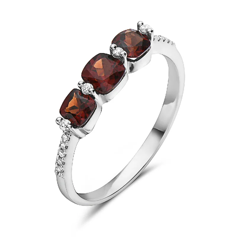 trendy rings for women -Garnet And Diamond Fashion Ring