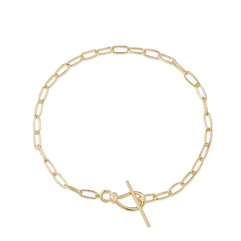 statement bangles for women -statement bangles for women -Knot Toggle & Paperclip Chain Bracelet