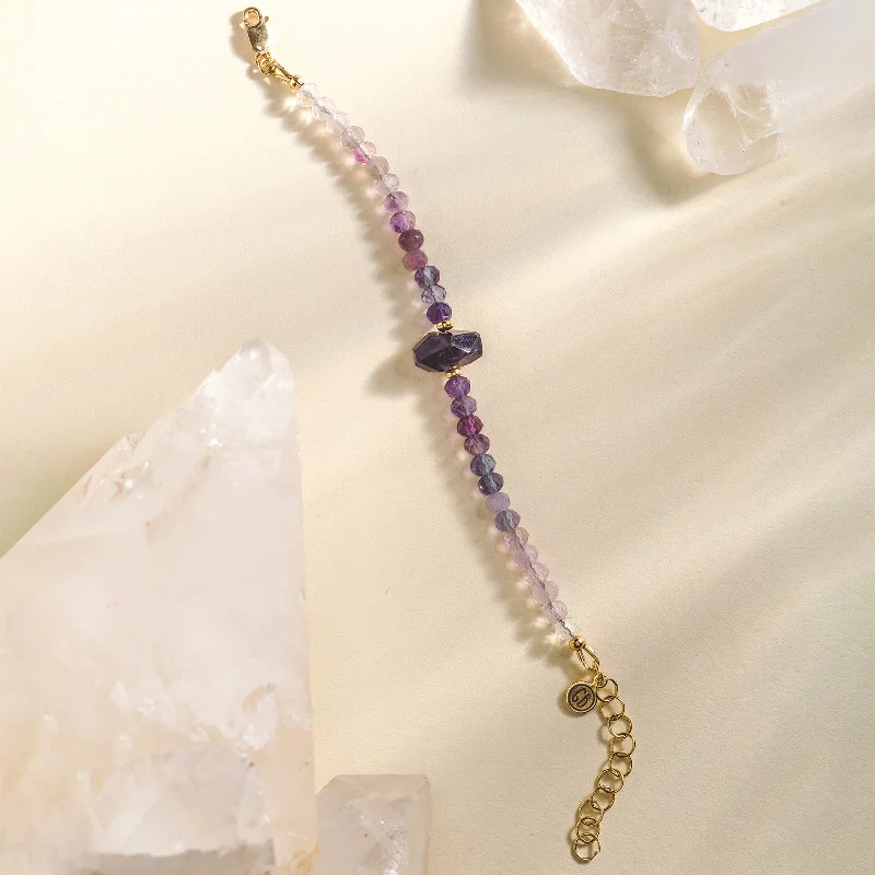 unique bangles for women -unique bangles for women -Crystal Bracelet - Amethyst and Fluorite