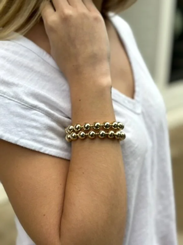 minimalist gold bangles -minimalist gold bangles -Shiny Beaded Double Stretch Bracelet - Gold