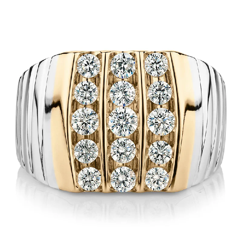 women’s rings -Dress ring with 1.16 carats* of diamond simulants in 10 carat yellow gold and sterling silver