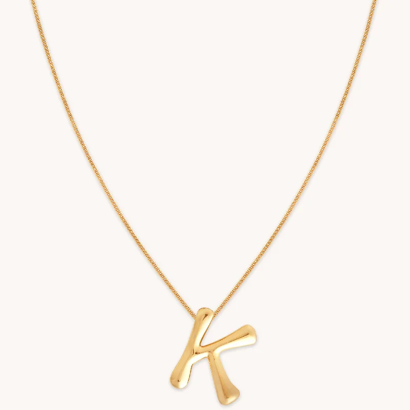 high-end necklaces for women -K Initial Bold Pendant Necklace in Gold