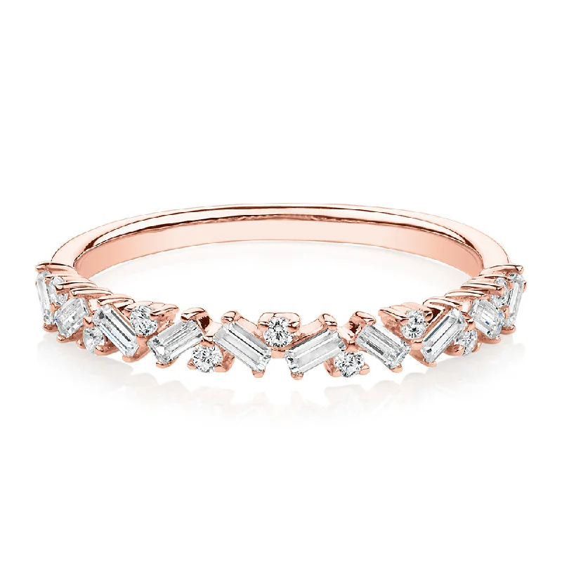 women’s rings with diamonds -Dress ring with 0.56 carats* of diamond simulants in 10 carat rose gold