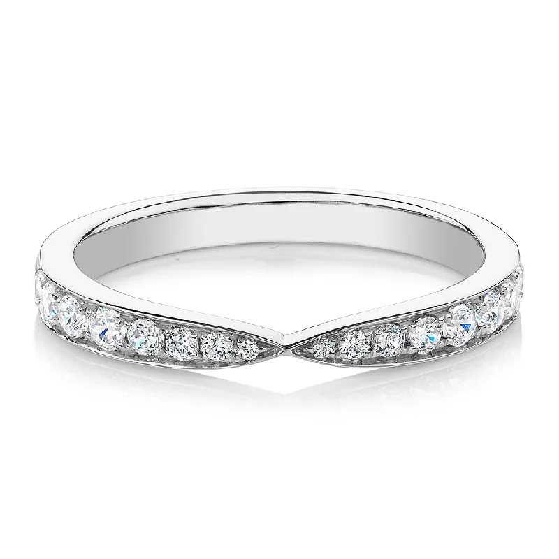 luxury diamond rings -Round Brilliant wedding or eternity band with 0.75 carats* of diamond simulants in 10 carat white gold