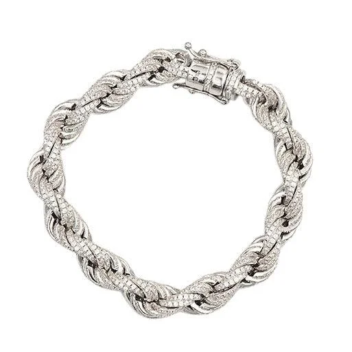 beautiful bangles for casual wear -beautiful bangles for casual wear -TVJB4282 - Silver Rope Bracelet