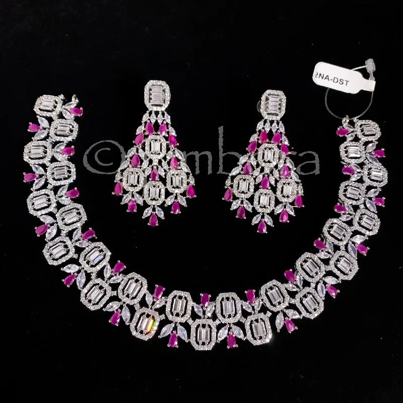 bridal necklaces for women -Diamonite White AD Stone(Cubic Zircon)  Necklace Set