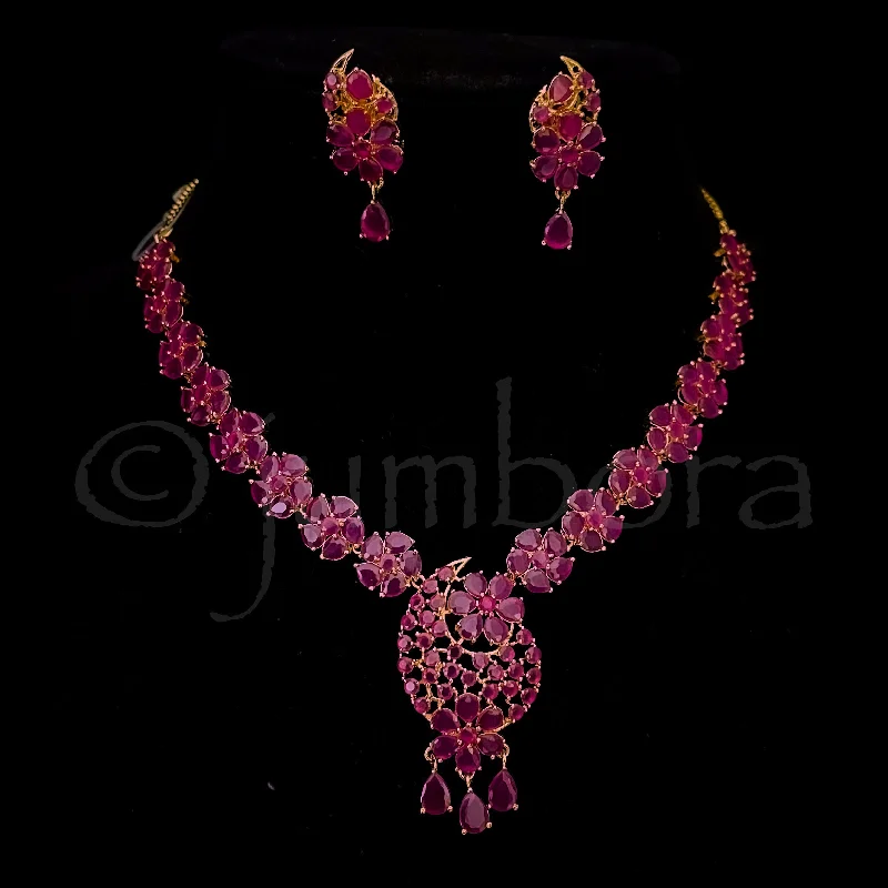 luxury gemstone necklaces for women -Elegant zircon (CZ) Ruby Necklace