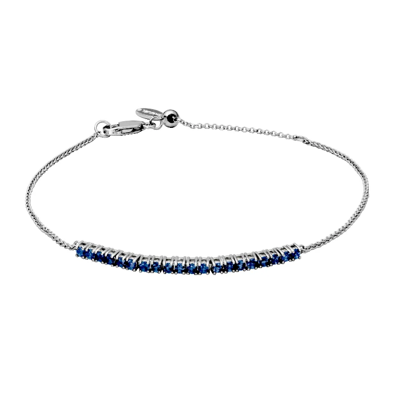 beaded bangles for women -beaded bangles for women -Sterling Silver Blue Sapphire Bolo Bracelet by Samuel B.