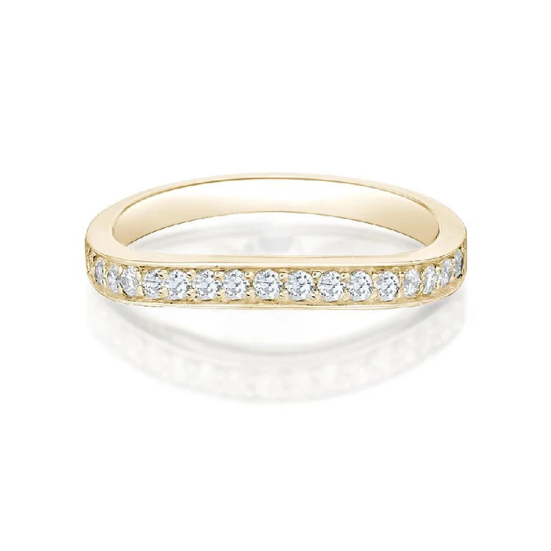 cocktail rings for women -Curved wedding or eternity band with 0.25 carats* of diamond simulants in 14 carat yellow gold