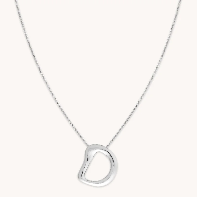 modern necklaces for women -D Initial Bold Pendant Necklace in Silver