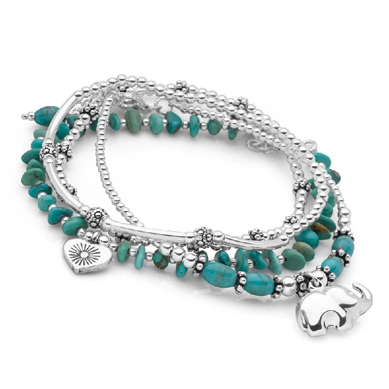 chic bangles for women -chic bangles for women -Turquoise Elephant Bracelet Stack