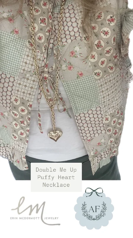 chic necklaces for women -Double Me Up Puffy Heart Necklace (includes blush velvet box)