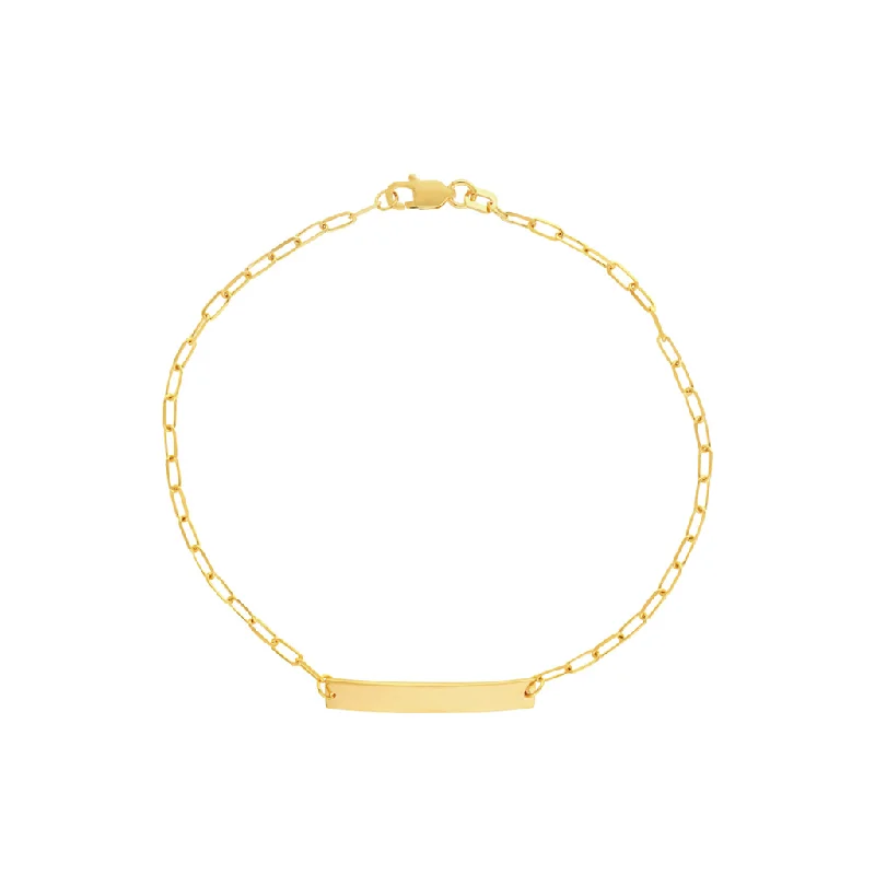 beaded bangles for women -beaded bangles for women -14K Yellow Gold Engravable ID Bar Bracelet by Midas Chain