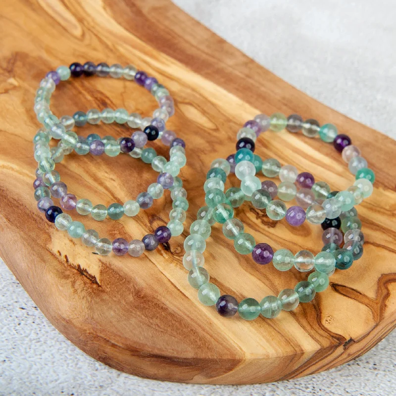 luxury silver bangles -luxury silver bangles -Rainbow Fluorite Beaded Bracelet