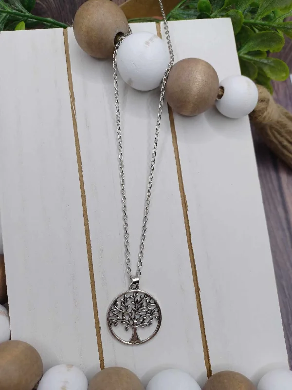 engraved necklaces for women -Silver Tree of Life Necklace